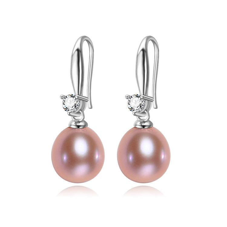 frenelle jewellery earring, pink pearl crystal silver
