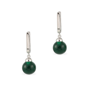 frenelle jewellery earrings green silver huggie