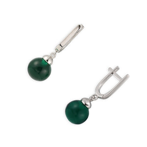 frenelle jewellery earrings green silver huggie