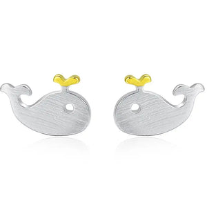 moby whale cute stud silver earrings