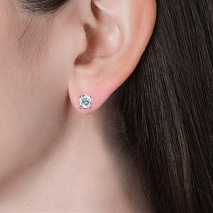 silver swarovski crystal stud earrings