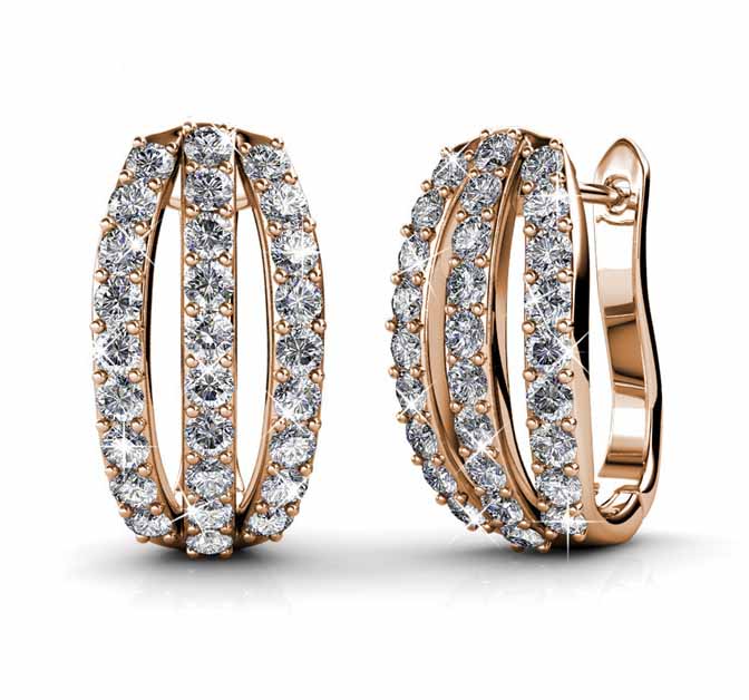 rose gold premium crystal huggie earrings