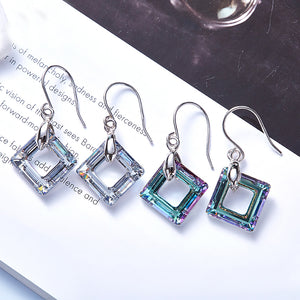 crystal silver drop earrings