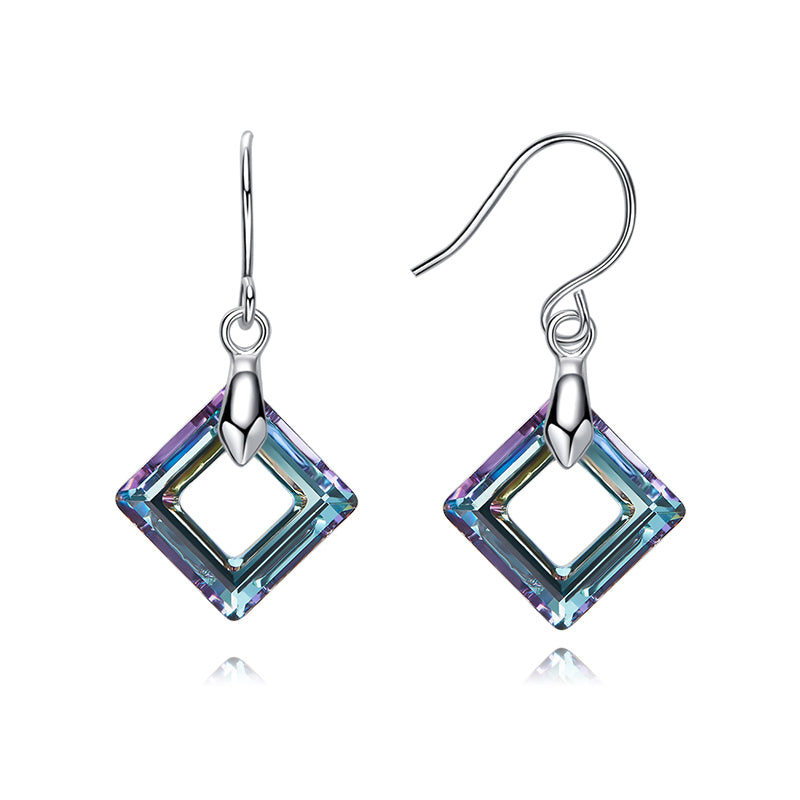 crystal silver drop earrings