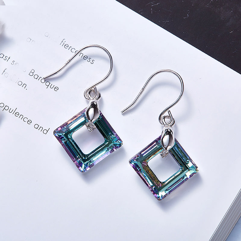 crystal silver drop earrings