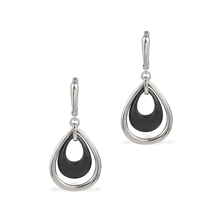 black silver drop huggie earrings jewellery