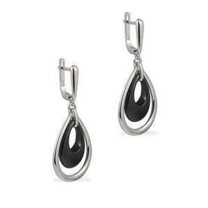 black silver drop huggie earrings jewellery
