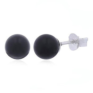 black agate silver stud earrings