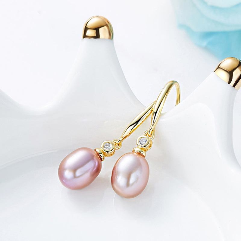 pearl crystal gold earrings