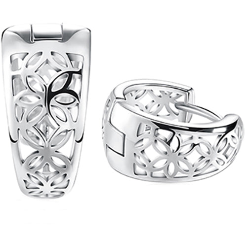 silver filigree huggie earrings