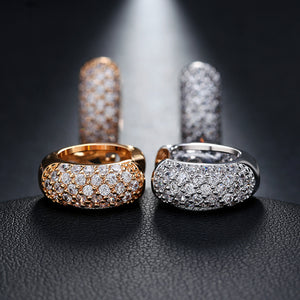 Gold Huggie Filigree and CZ Diamond Earrings "Rachel"