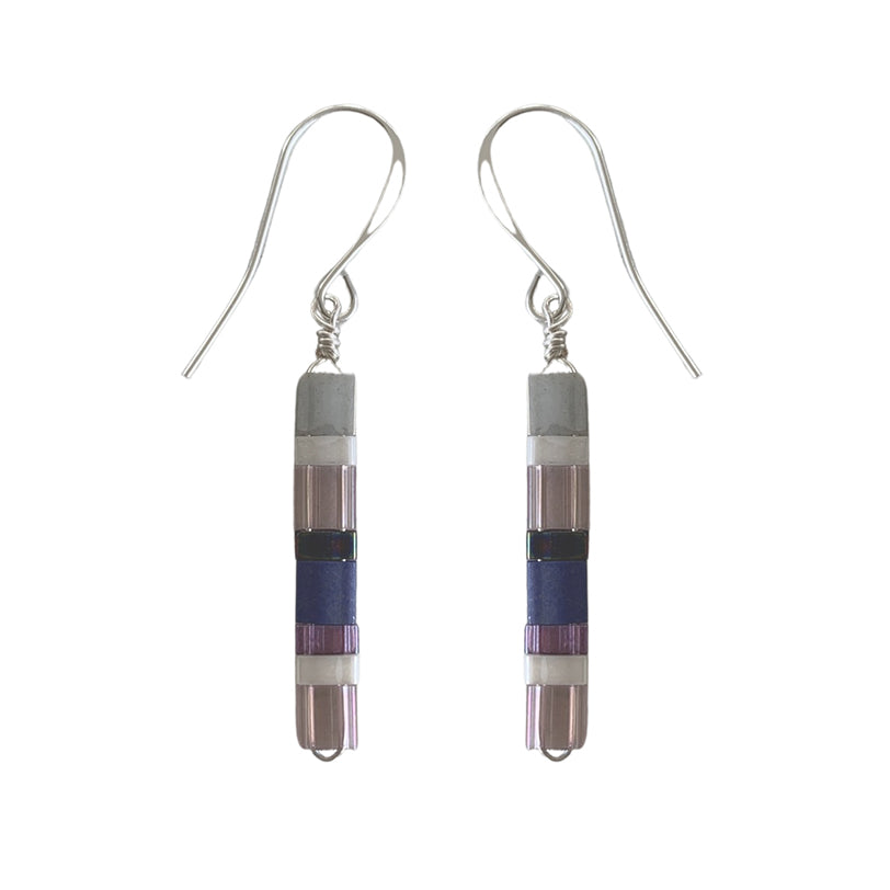 silver drop earrings blue modern