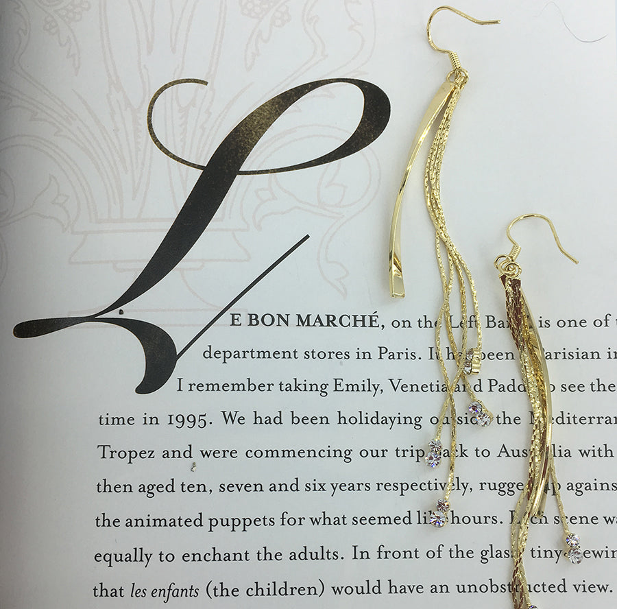 frenelle jewellery earrings tassels gold crystal