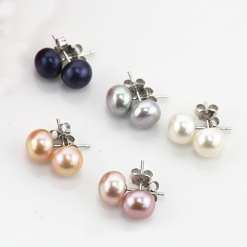 Pearl stud earrings nz sales