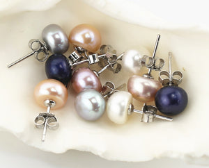 frenelle jewllery earrings stud silver pearl