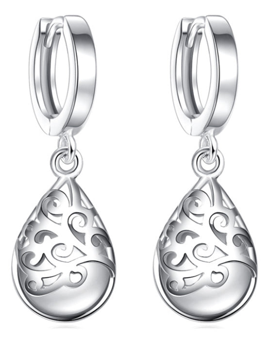 huggie silver pear drop earring for women