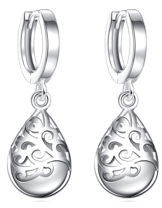 huggie silver pear drop earring for women
