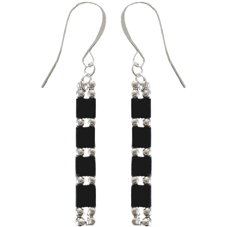 silver black NZ drop dangle earrings