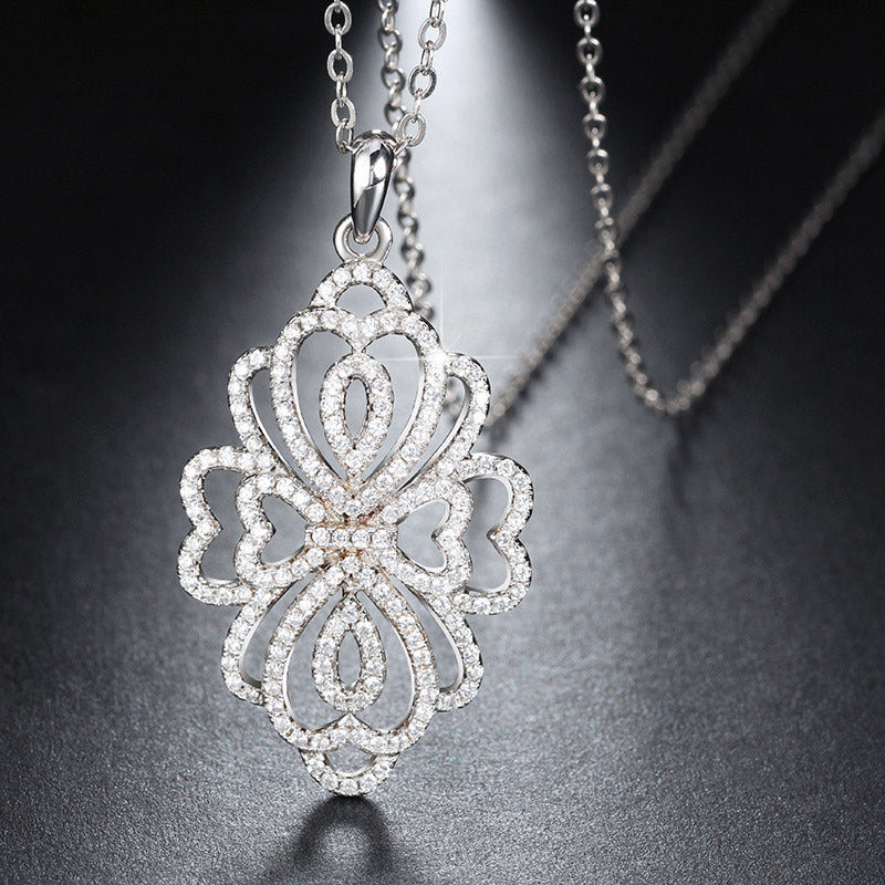 silver necklace pendant crystal bridgerton