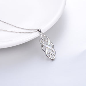 silver necklace opal celtic design