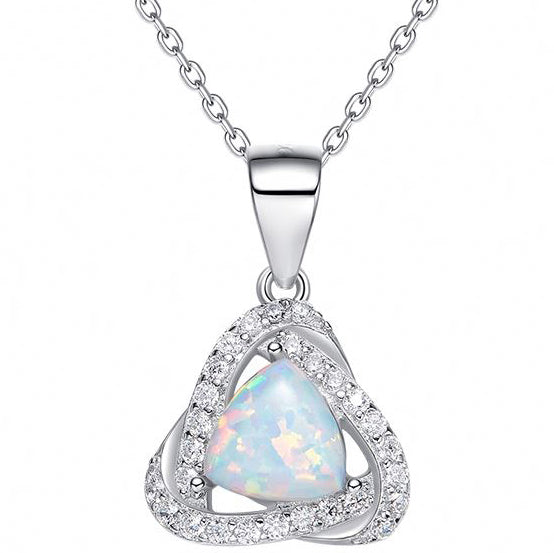 silver crystal opal necklace