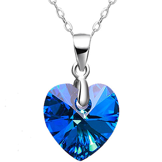 blue heart crystal necklace