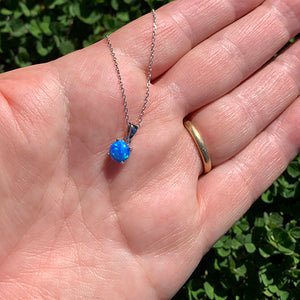 Silver necklace blue opal jewellery