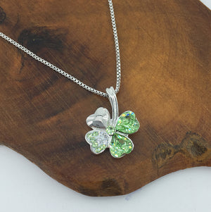 shamrock four leaf lucky clover necklace