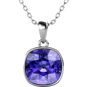 amethyst purple crystal silver necklace for women