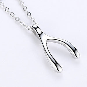 sterling silver wishbone pendant necklace chain