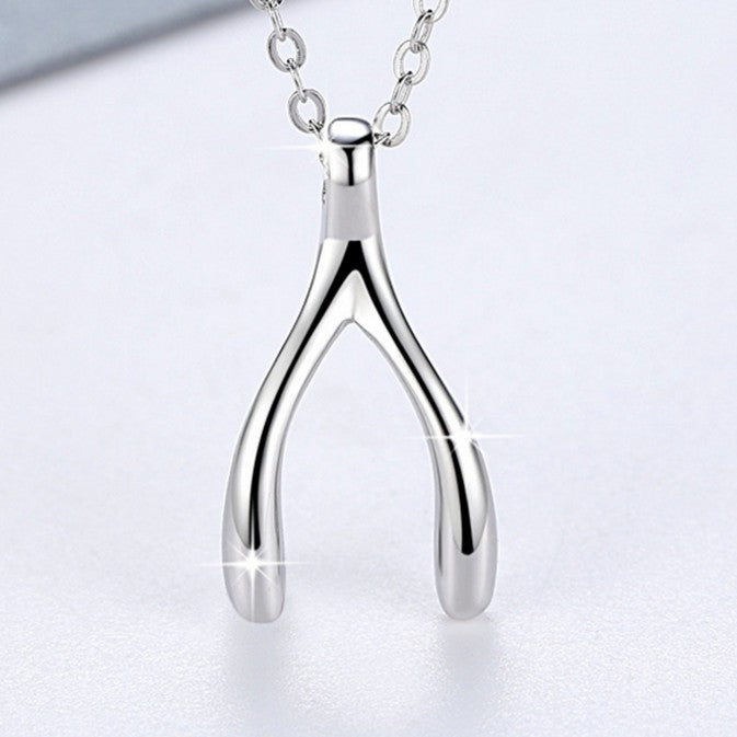 sterling silver wishbone pendant necklace