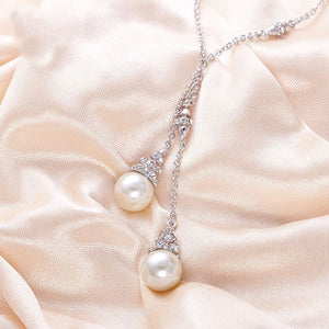 white pearl silver crystal necklace for women bridal