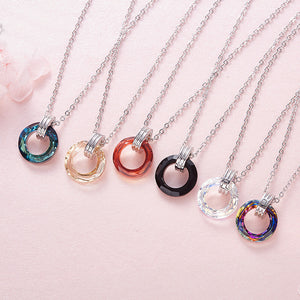 crystal coloured silver pendant necklace women jewellery