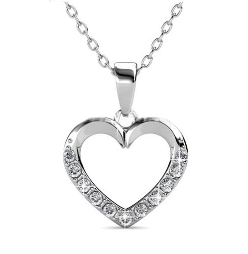 frenelle jewellery necklace heart crystal silver