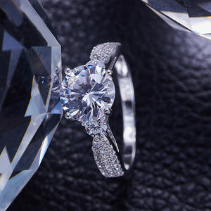 silver crystal engagement ring bridal women