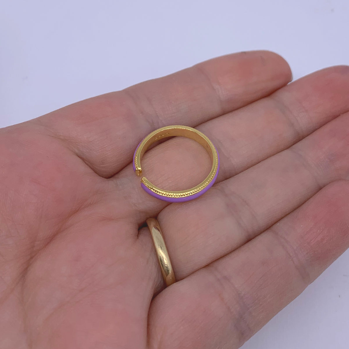 gold enamel stacking ring green for women