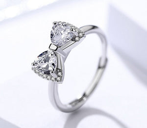 crystal bow silver ring jewellery