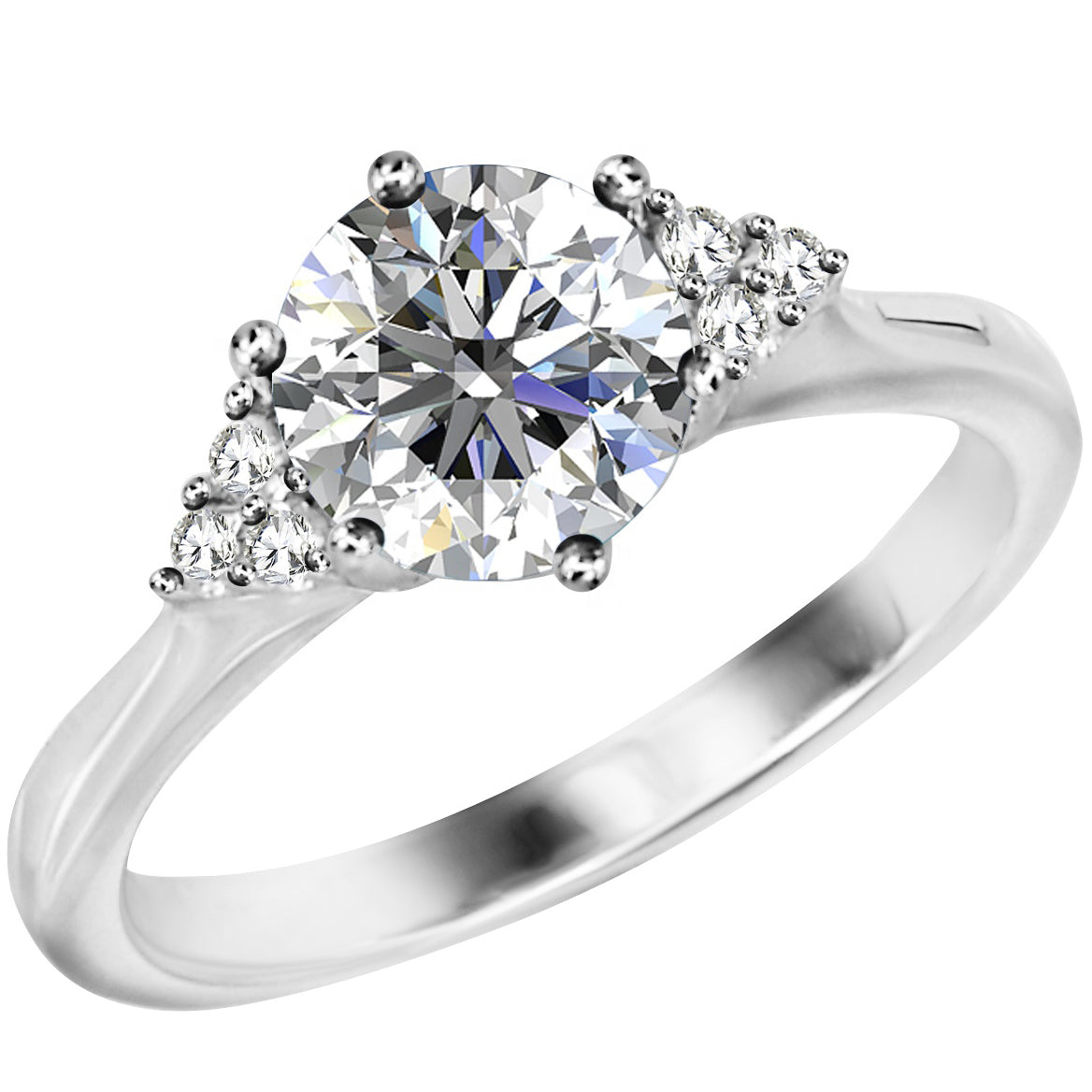 silver moissanite diamond engagement ring