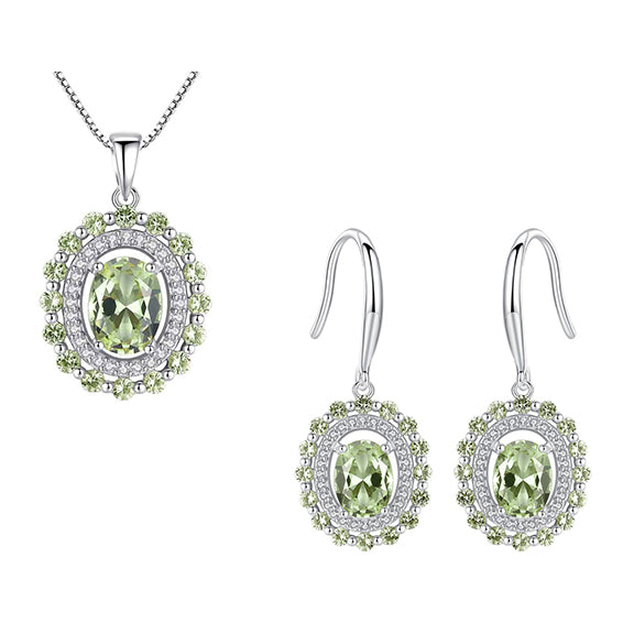green crystal jewellery set gift for women
