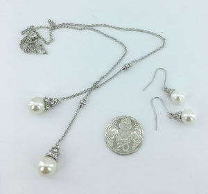 pearl crystal silver bridal jewellery set