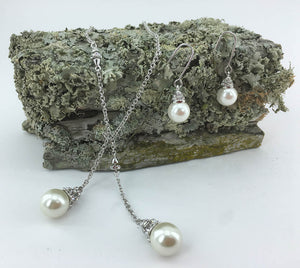 pearl crystal silver bridal jewellery set