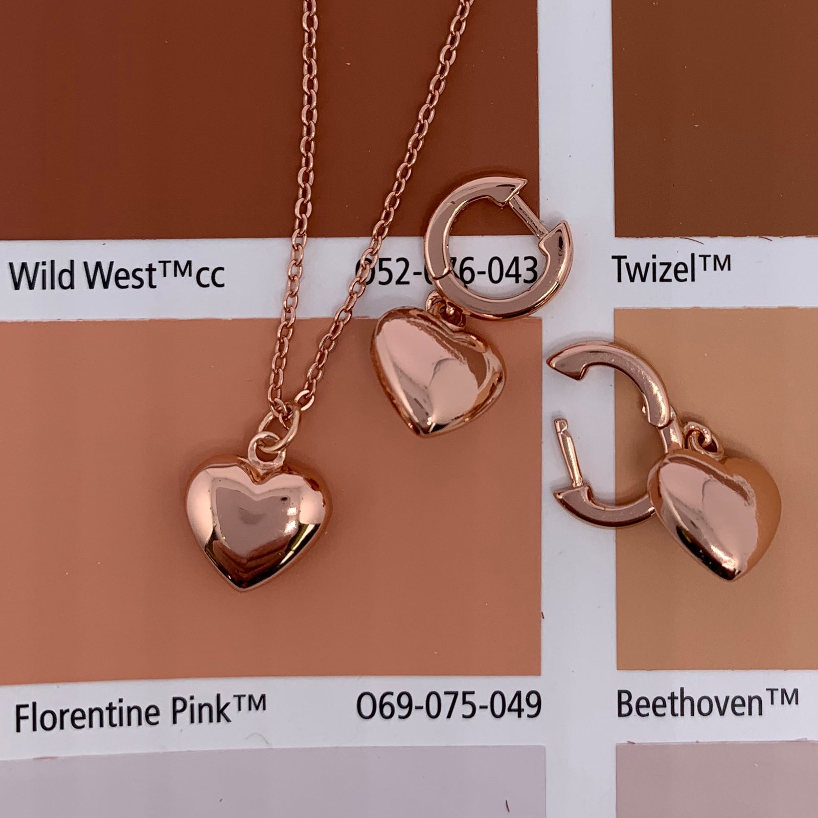 rose gold huggie heart earrings