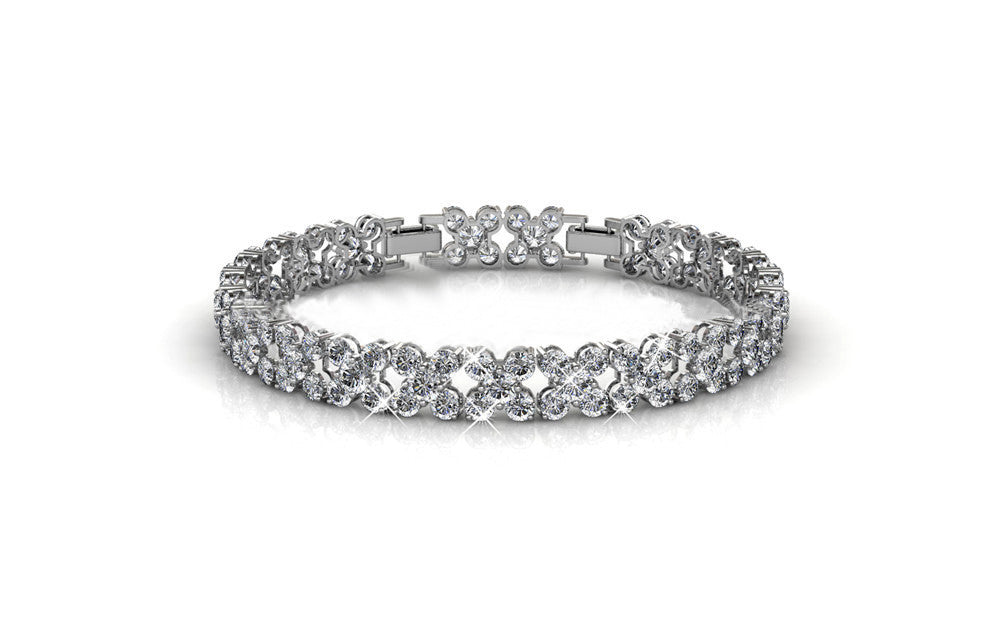 crystal bridal silver tennis bracelet for women