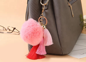 fur pompom keyring for keyring bag accessory