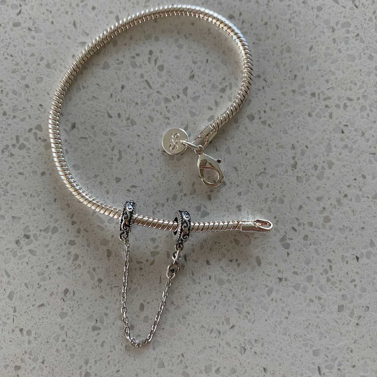 charm safety chain silver